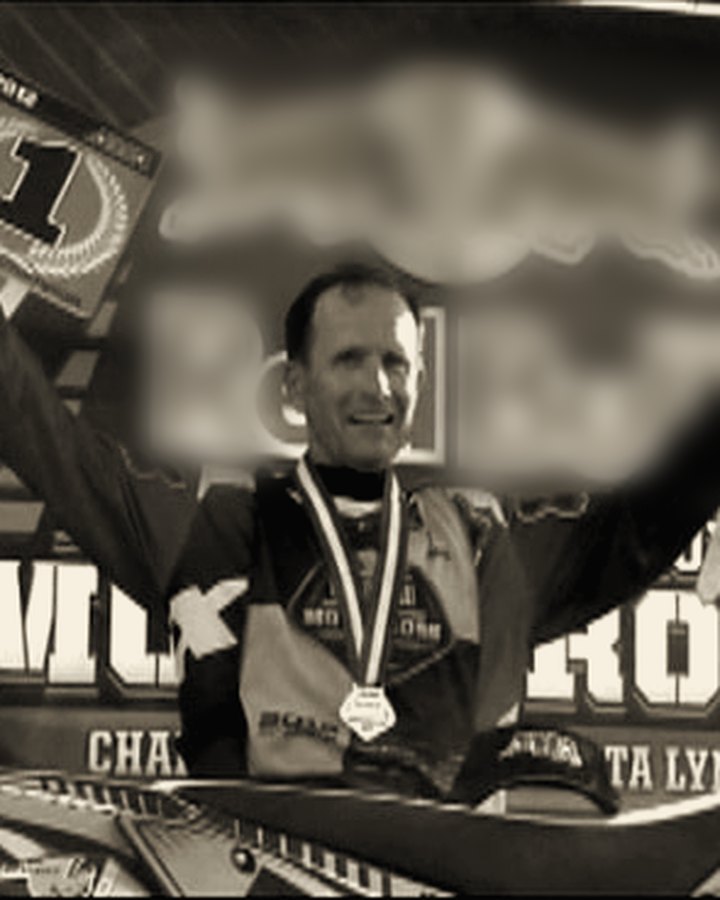 Gary Semics celebrating a motocross championship